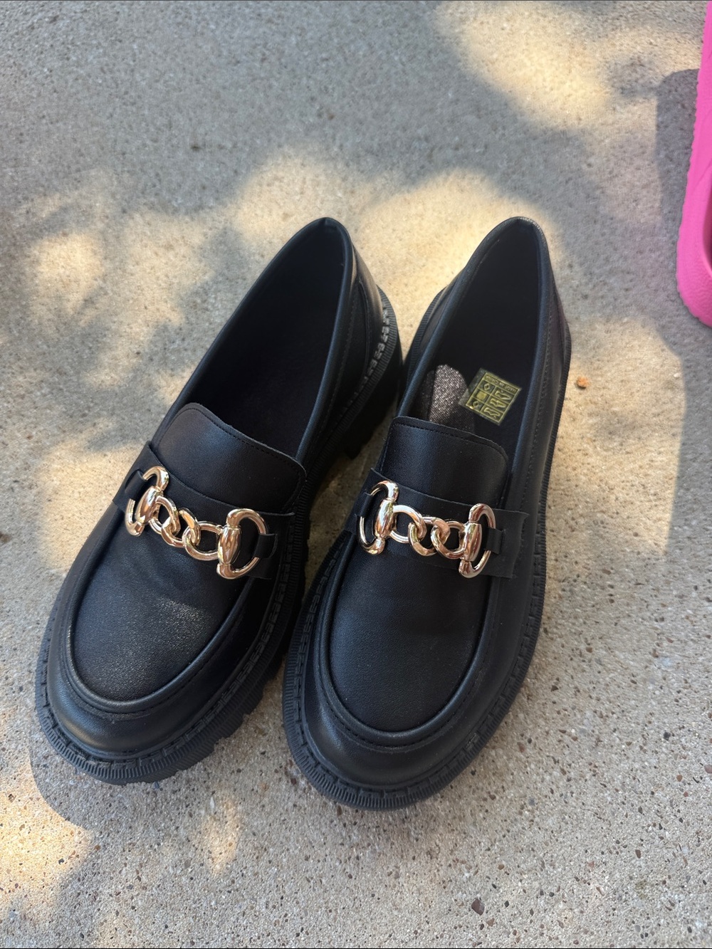 Black Women's Chain-Trim Slip-On Loafers